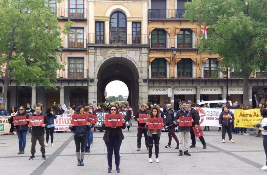 Manifestación convocada por la Coordinadora Antitaurina de Castilla-La Mancha el 14 de mayo en Cuenca.