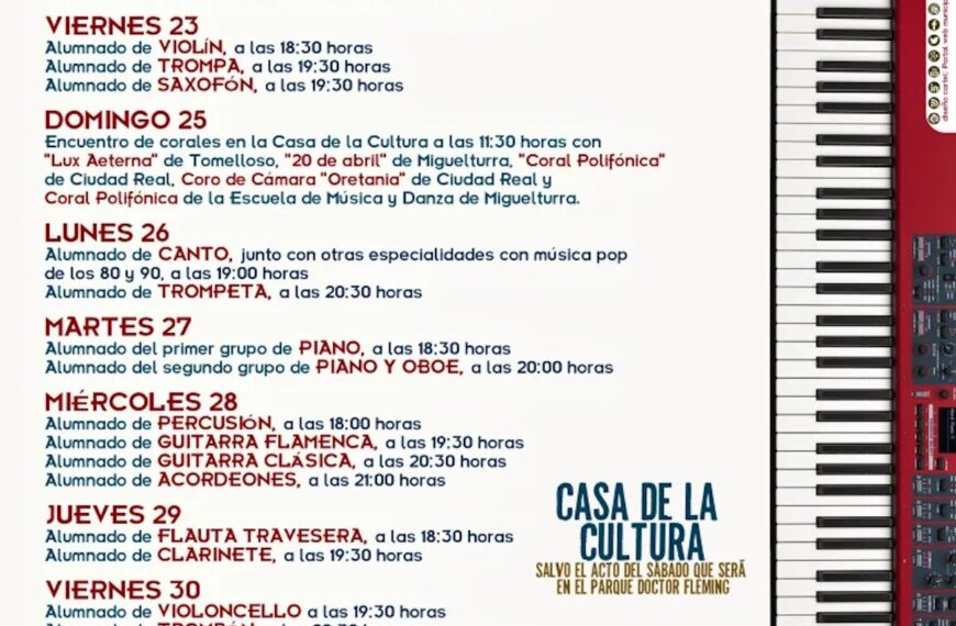 Las tradicionales audiciones de final de año lectivo de la Escuela de Música y Danza de Miguelturra hasta el 1 de julio -entrada gratuita-