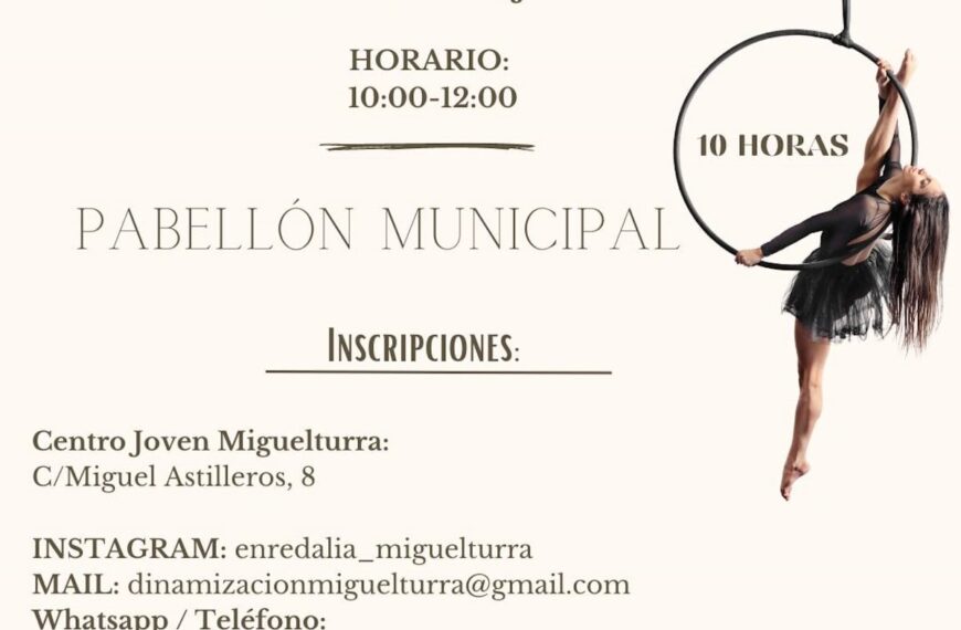 Curso de aros acrobáticos del 26 al 30 de junio en el Pabellón Municipal de Miguelturra