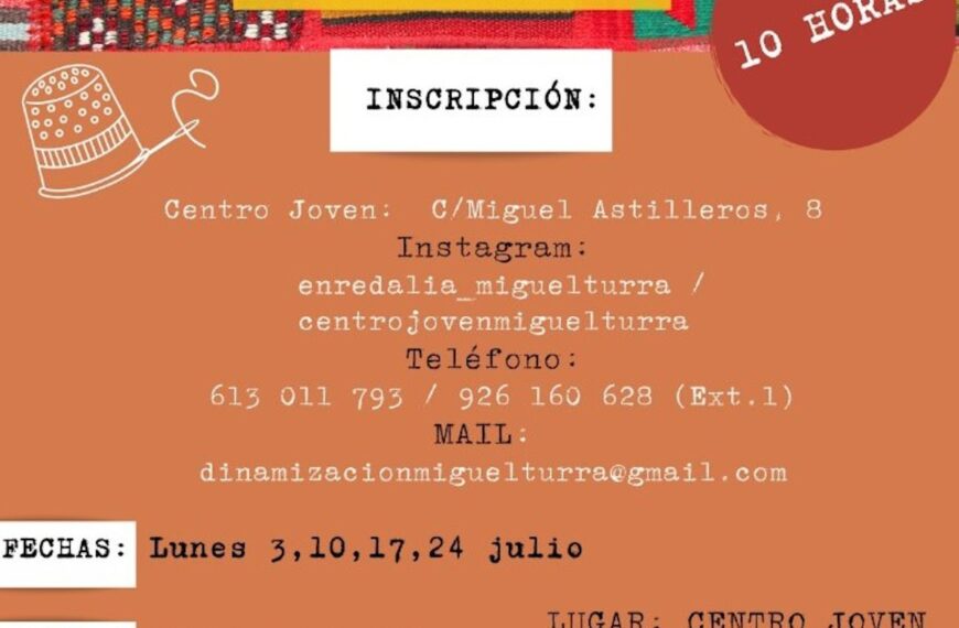 Taller de Patchwork el 3, 10, 17 y 24 de julio en el Centro Joven de Miguelturra