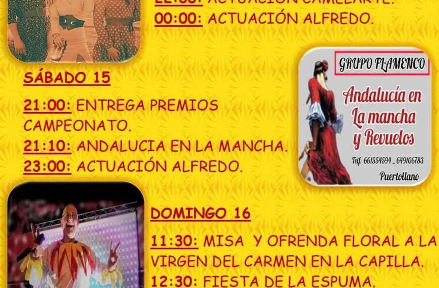 Inician las fiestas 2023 de la barriada El Carmen de Puertollano con verbena, fiesta de espuma y actos en honor a su santa patrona