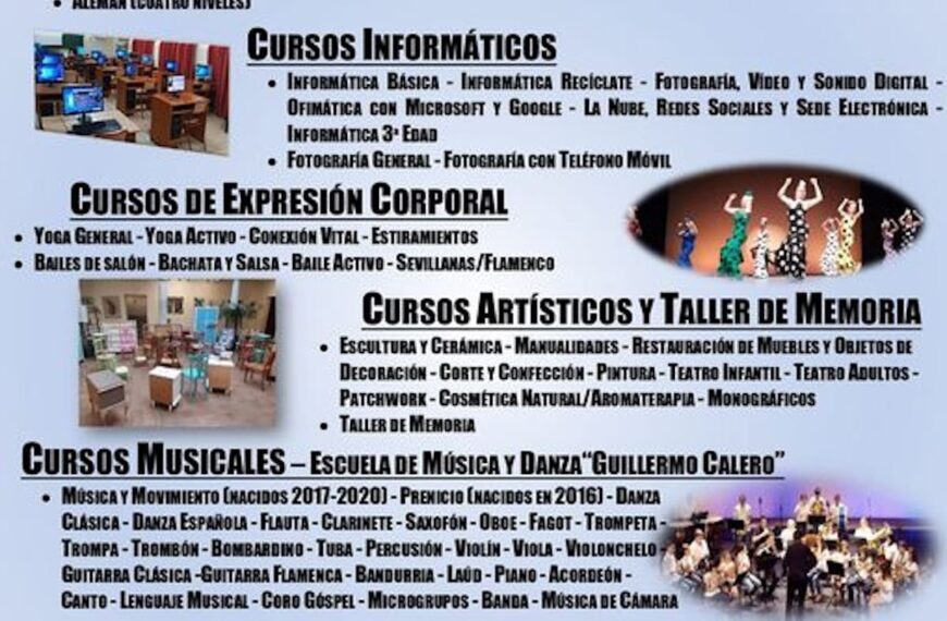 Nuevo plazo de preinscripciones en la Universidad Popular de Manzanares del 4 al 8 de septiembre