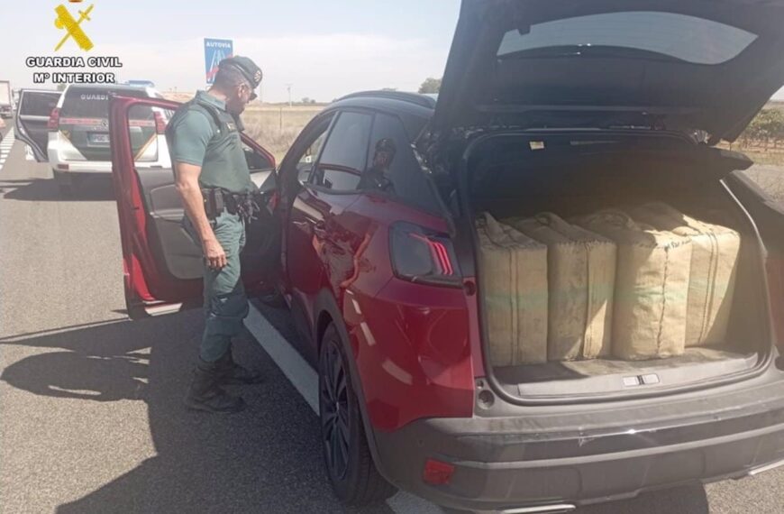 Interceptado vehículo con 178 kg de hachís y pistola en la Autovía del Sur