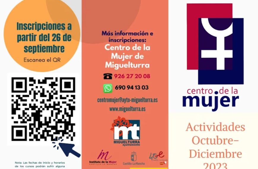 Programación de actividades del Centro de la Mujer de Miguelturra con inscripción abierta hasta el 26 de septiembre