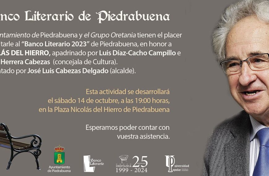 El poeta y escritor, Nicolás del Hierro, obtiene, a título póstumo, el primer Banco Literario de Piedrabuena