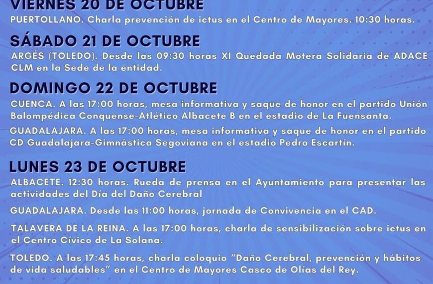 La Asociación Adace Castilla-La Mancha celebra el Día del Daño Cerebral con la entrega de los II Premios y diversas actividades regionales.