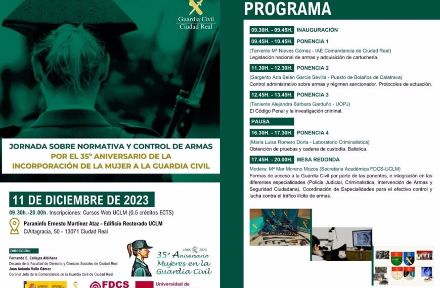 Mujeres de la Guardia Civil lideran jornada sobre regulación y supervisión de armas en Ciudad Real