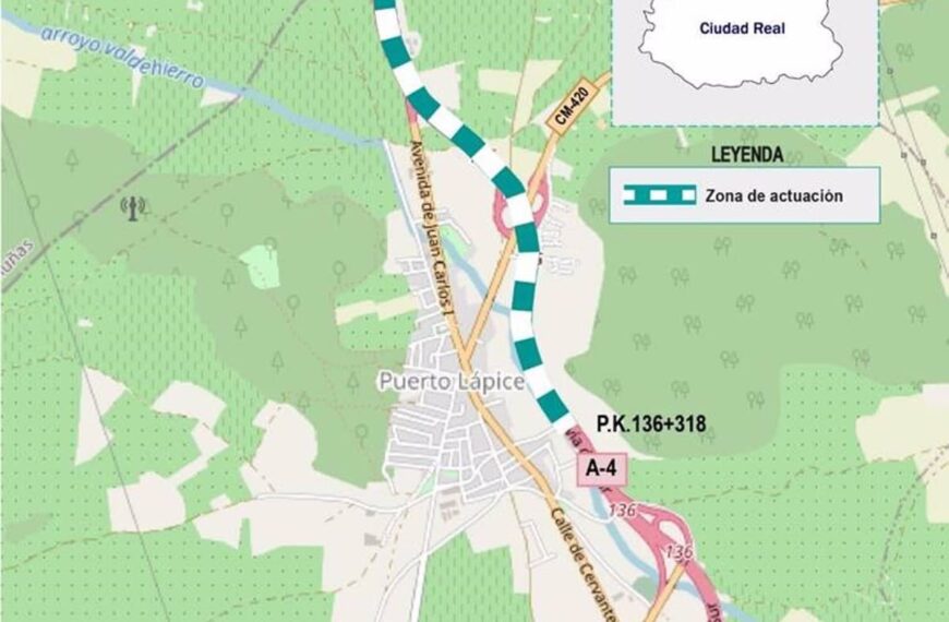 Lanzamiento de licitación por 589.800 euros para obras de reducción de ruido en la autovía A-4 a su paso por Puerto Lápice, Ciudad Real