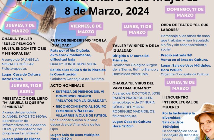 Variado programa del Ayuntamiento de Villarrubia de los Ojos para conmemorar el Día Internacional de las Mujeres