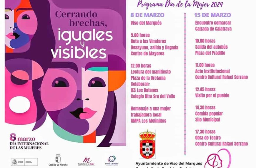 Ruta por el paraje de las Vinateras y Lectura del Manifiesto, junto a los centros educativos, en la plaza del Ayuntamiento, en Viso del Marqués por el 8 de Marzo