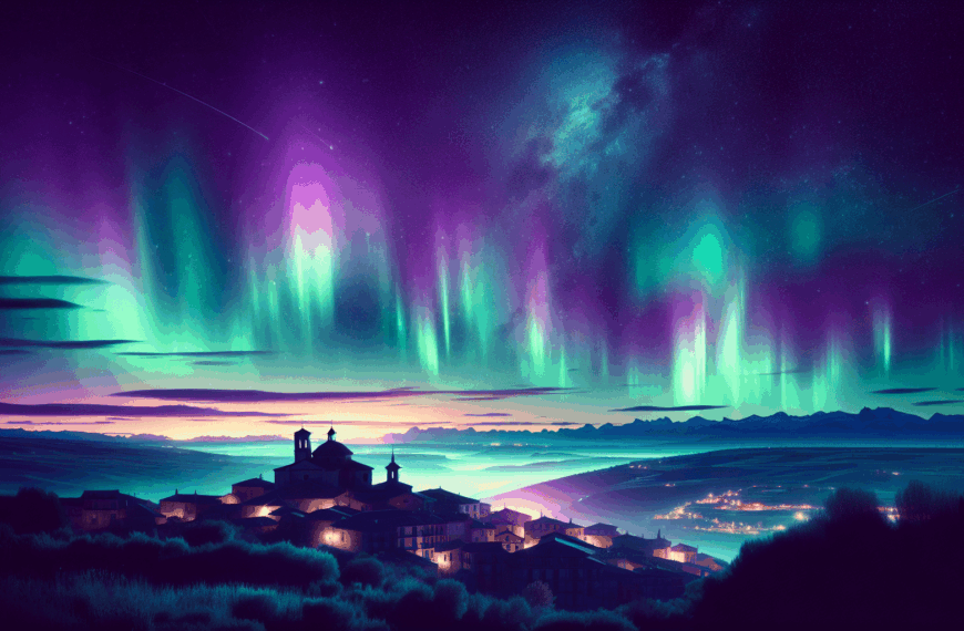 Espectáculo Celestial: Auroras Boreales Deslumbran los Nocturnos Paisajes Españoles