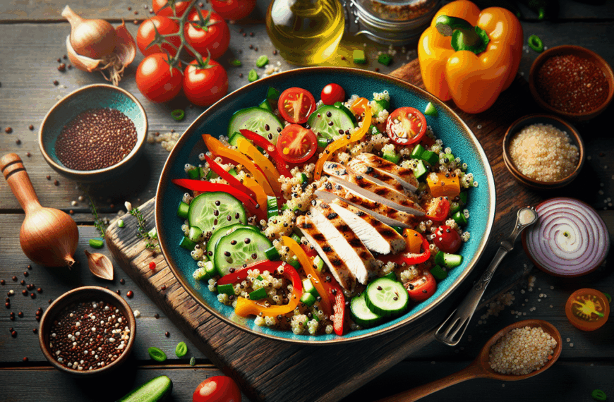 Inicia tu Semana con Energía: Ensalada de Quinoa, Verduras y Pollo