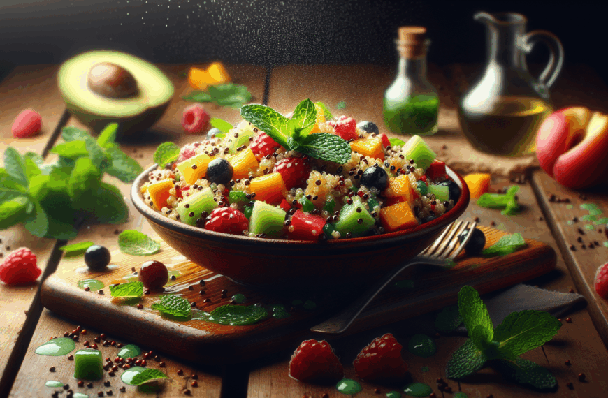 Delicias Exquisitas para el Martes 13: Ensalada de Quinoa Frutal con Vinagreta de Menta