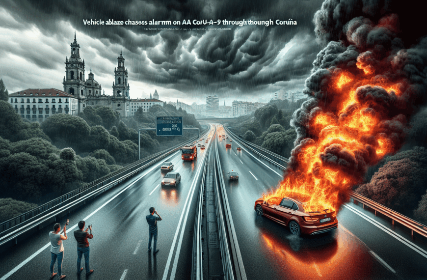 Incendio de vehículo en la AP-9 genera pánico cerca de A Coruña
