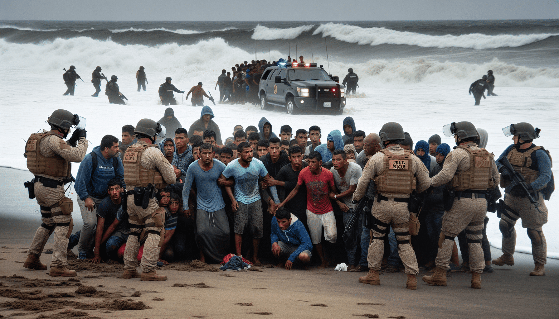 Policía Desaloja a Migrantes que Acceden a Ceuta por la Playa del Tarajal