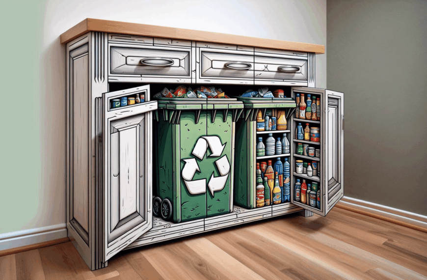 Gabinete Inteligente con Compartimientos Ocultos para Reciclaje Cuádruple