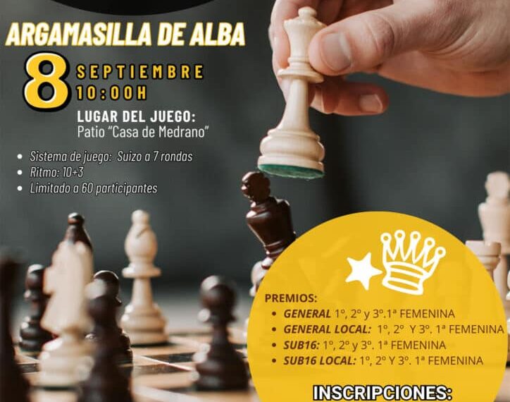 Abierta la inscripción en el II Torneo de Ajedrez Bachiller Sansón Carrasco de Argamasilla de Alba
