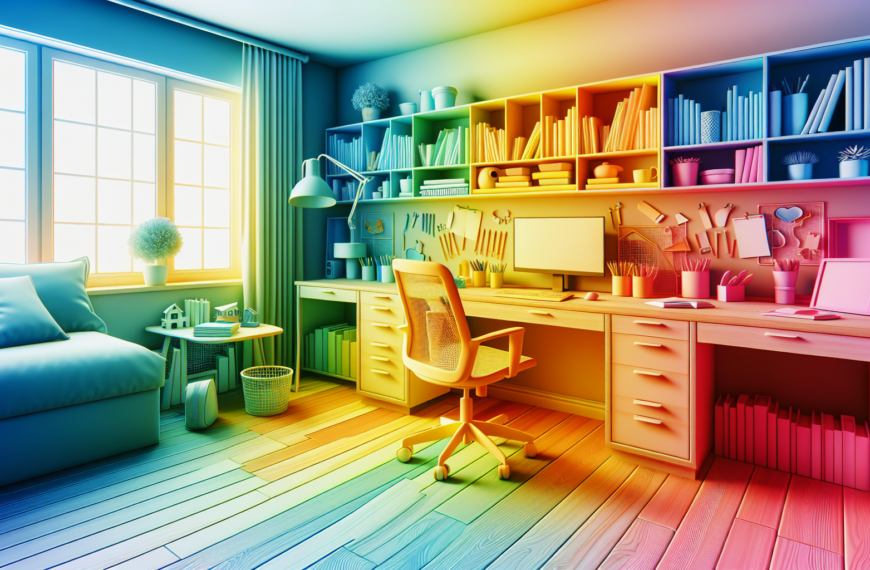 Dormitorio Infantil Vivo con Espaciosa y Acogedora Área de Estudio