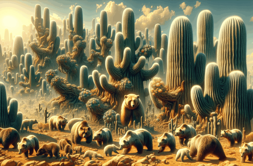 Fantasía Desértica: Osos Errantes y Cactus Colosales