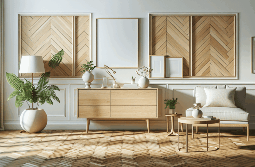 Encanto Escandinavo: Muebles Naturalistas, Suelos en Espiga y Paredes Blanca Roto