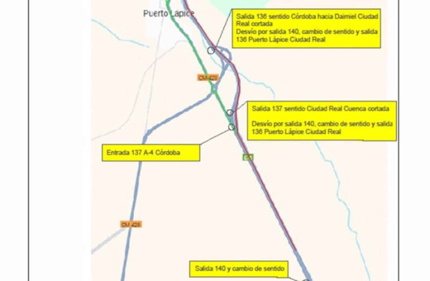 Afectaciones al tráfico en la A-4 por obras de firme fonoabsorbente en Puerto Lápice desde el lunes