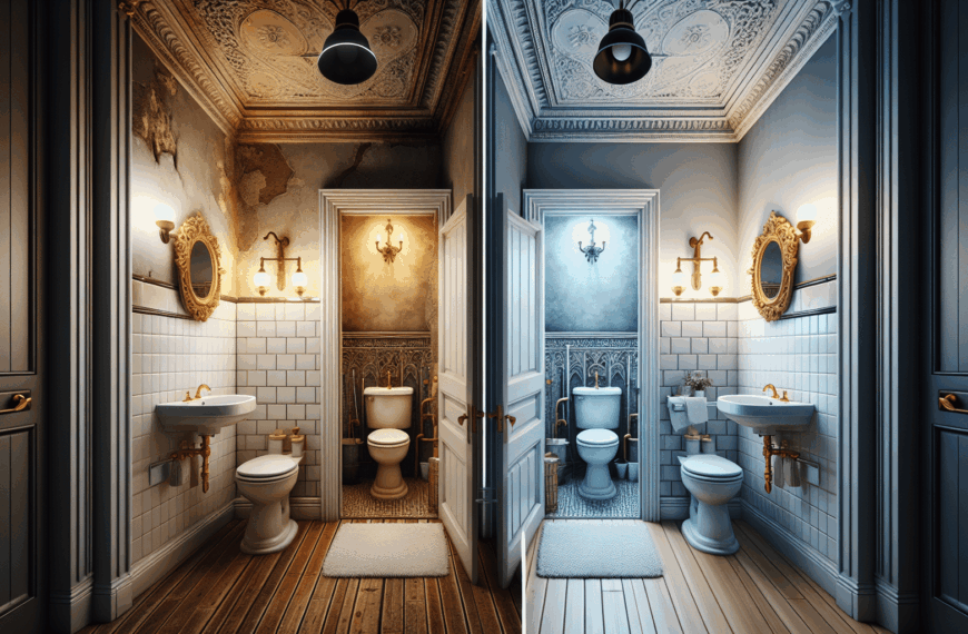 Transformación de Aseo Anticuado a Baño Compacto y Sofisticado con Presupuesto Asequible