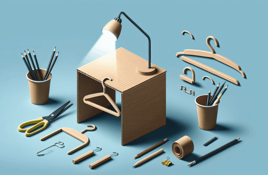 Mesa Auxiliar: Diseño Ingenioso con Cartón y Perchas de Montaje Sencillo