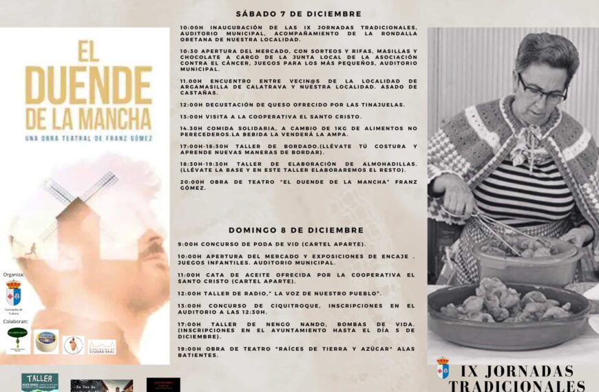 Vuelven las Jornadas Tradicionales a Granátula de Calatrava los días 7 y 8 de diciembre con novedades