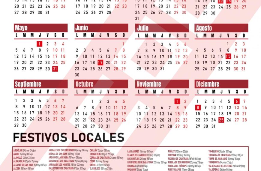 Horarios Laborales y Festivos para Ciudad Real en 2025