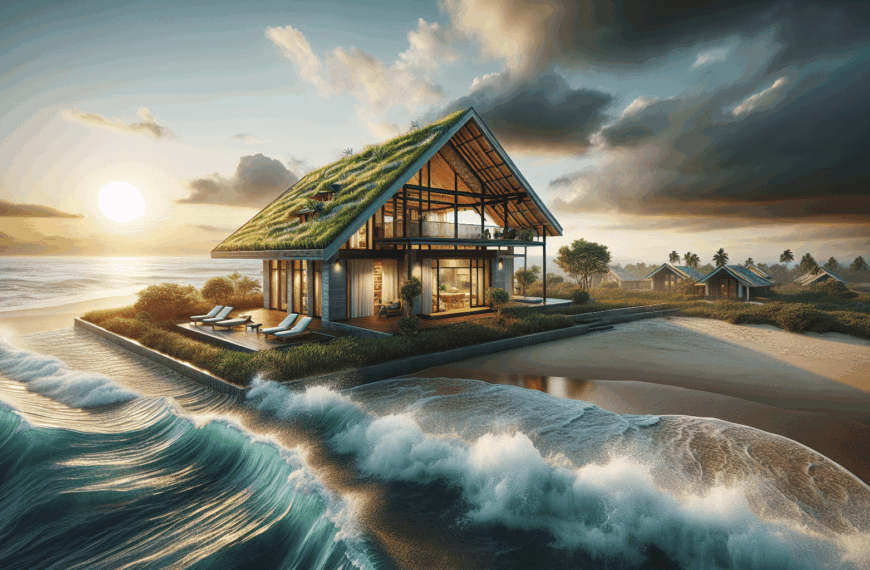 Innovación Costera: Diseño Vanguardista de Viviendas con Cubiertas Verdes y Elementos Tradicionales