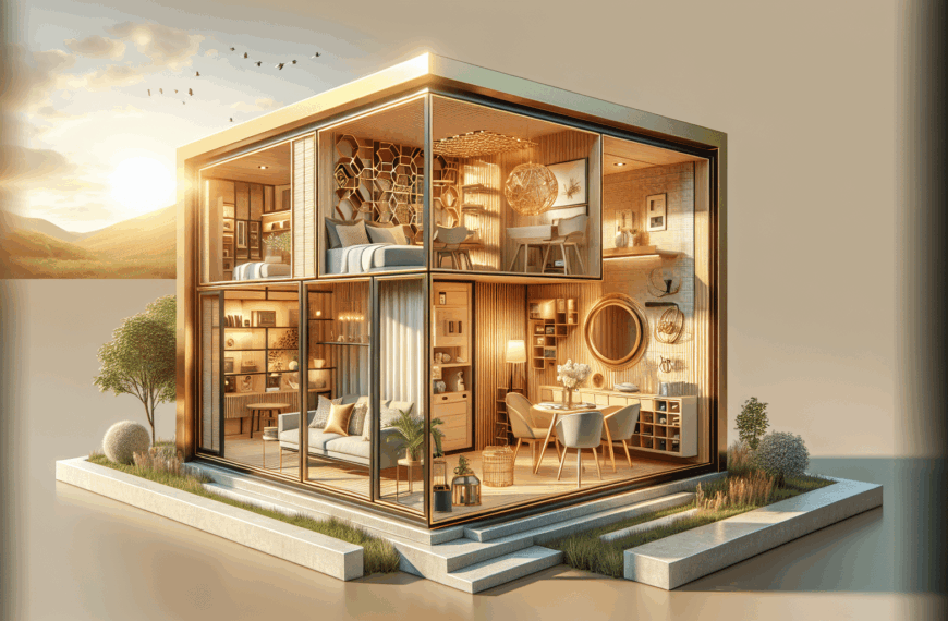 Lujo Compacto: Elegancia Dorada en una Casa Prefabricada de 30 m²