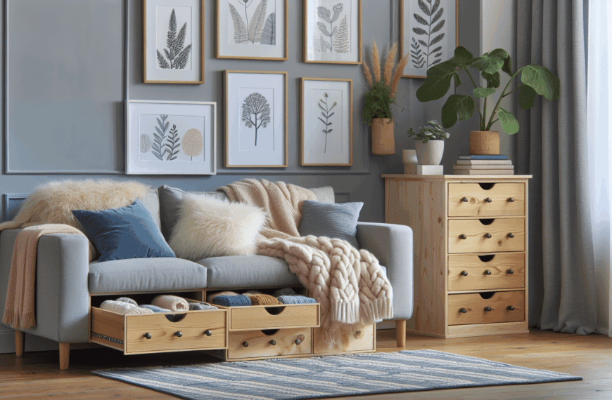 Organización Creativa: Aprovecha Cajones para Almacenar Mantitas y Embellecer Pequeños Salones