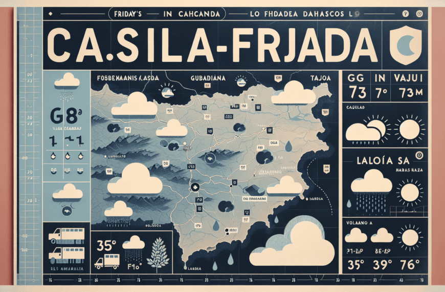 Previsión meteorológica del viernes en Castilla-La Mancha: niebla en los valles del Guadiana y Tajo