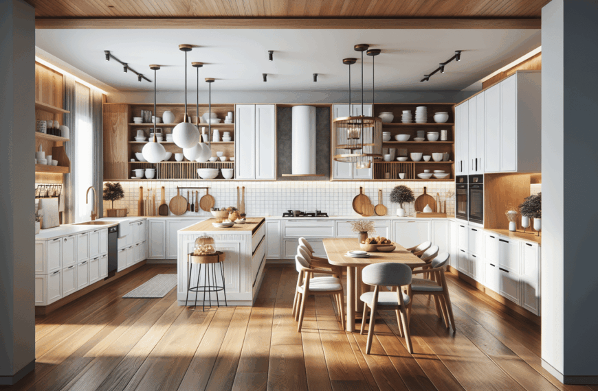 Armonía Atemporal: Cocinas Blancas con Toques de Madera