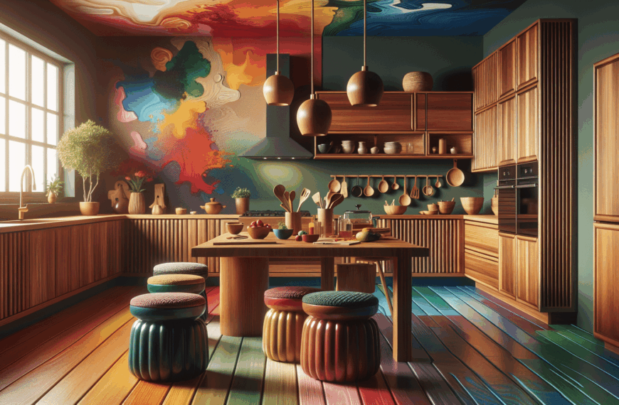 Fusión Creativa: Integrando Madera y Color en un Diseño de Cocina Único