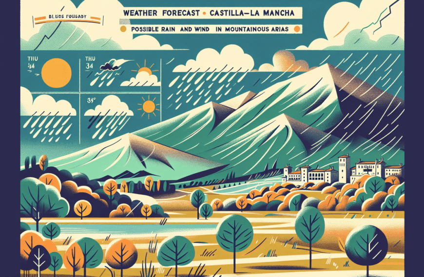 Previsión Meteorológica Para Este Jueves En Castilla-La Mancha: Posibles Precipitaciones Y Viento En Zonas Montañosas