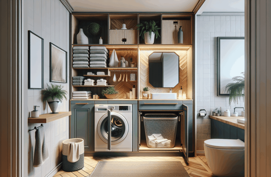 Organización Innovadora: Mueble de Baño con Cesto de Ropa Sucia Integrado