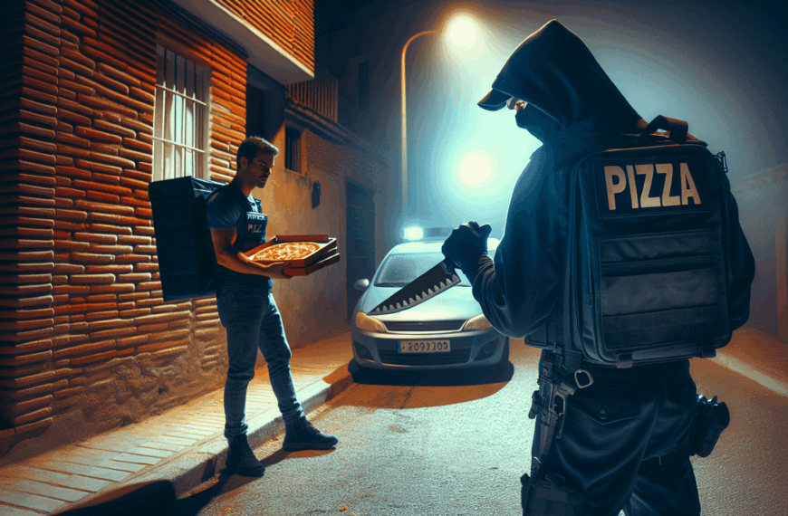 Intensa intervención policial: Hombre armado con cuchillo amenaza a repartidor de pizzas en Murcia