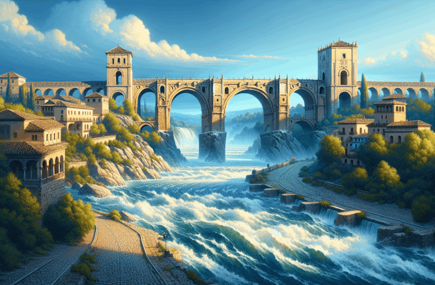 Antes de la Catástrofe: La Grandeza del Puente Romano de Talavera de la Reina Antes de su Derrumbe por la Furia del Tajo