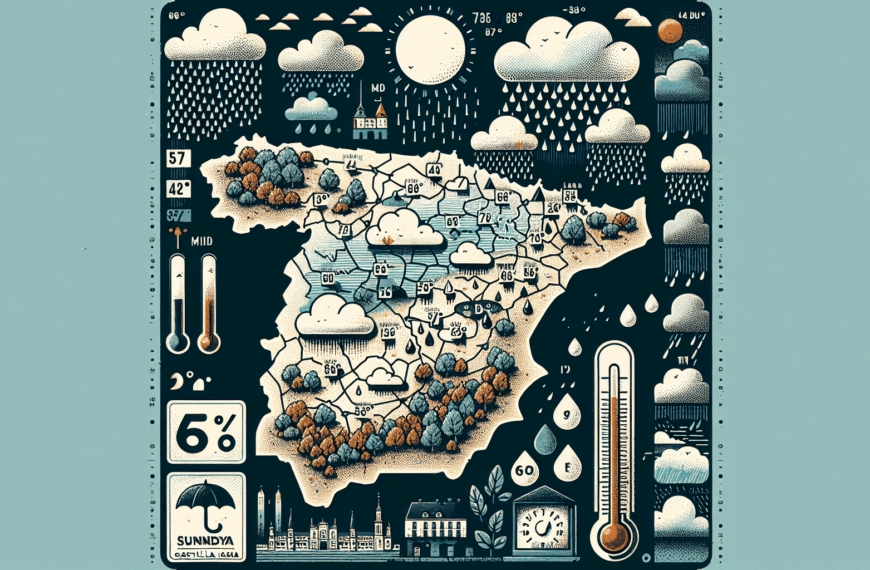 Previsión meteorológica para este domingo en Castilla-La Mancha: cielos cubiertos, lluvias y mínimas en descenso