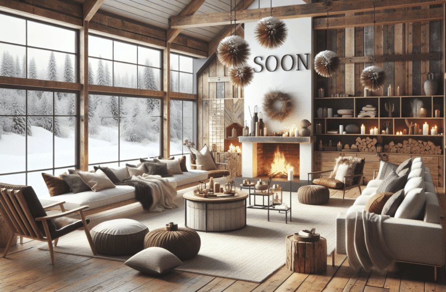 Elegancia Invernal: Un Salón Rústico Moderno para Disfrutar de la Nieve