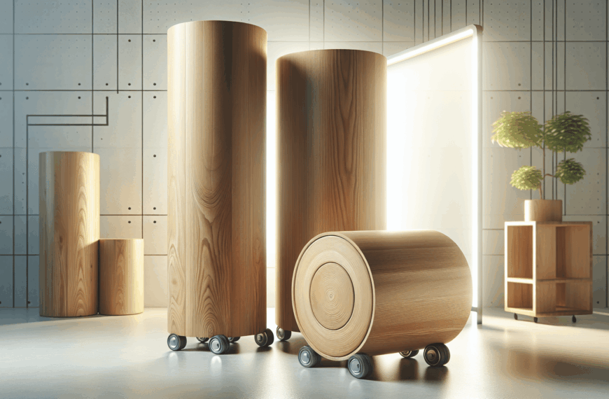 Cilindros Elegantes: Innovación en Roble Natural con Ruedas Discretas