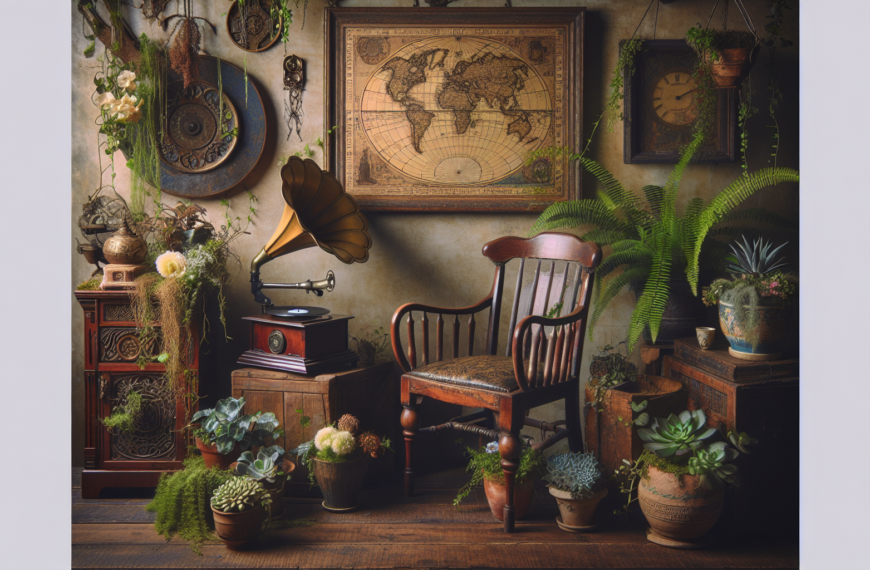 Encanto Vintage: Fusionando Decoración Retro con el Verde de las Plantas