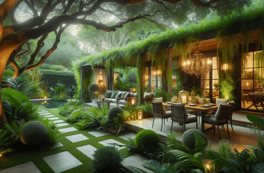 Jardín de Ensueño: Creando un Refugio de Elegancia Verde con Porche y Comedor Exterior