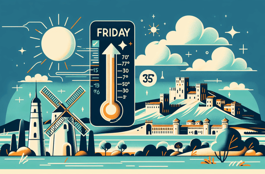 Previsión meteorológica para este viernes en Castilla-La Mancha: cielos poco nubosos y mínimas en ascenso