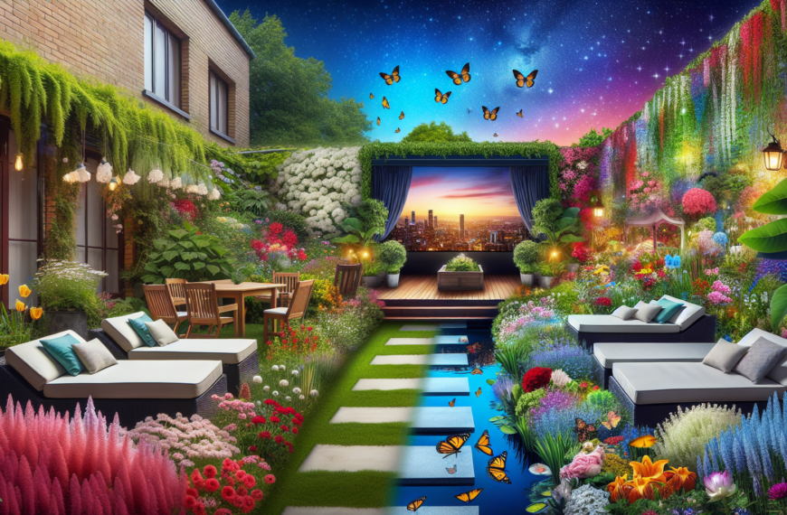 Transformación Maravillosa: Del Patio Común al Jardín Soñado con Cine Elevado