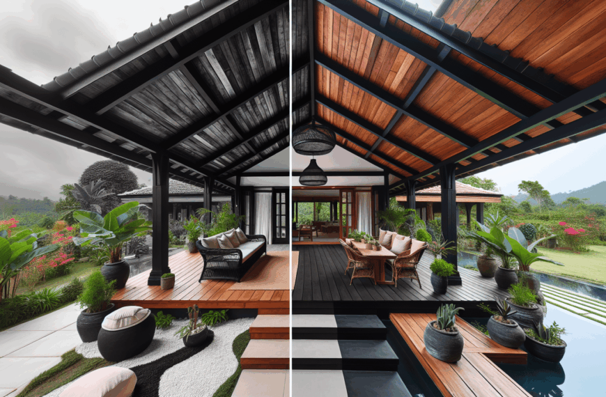 Renovación Dramática: De Patio Cubierto Monótono a Espacio Sofisticado con un Toque de Pintura Negra