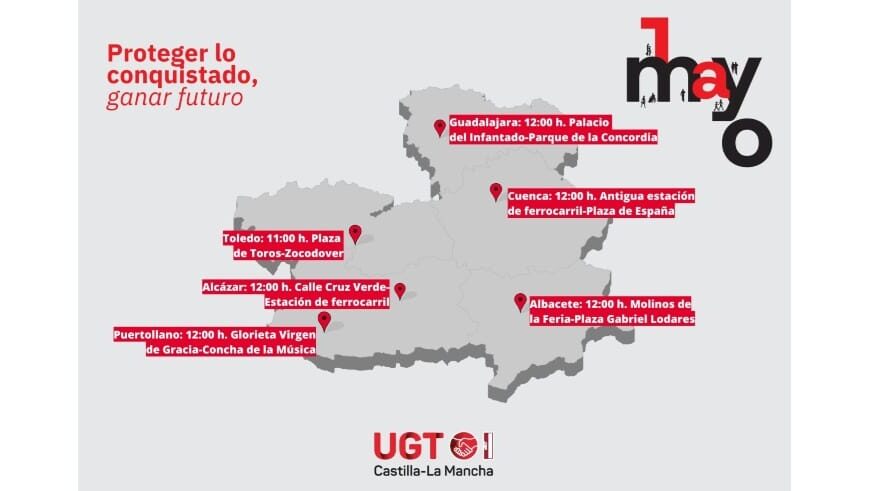 UGT Convoca Manifestaciones en Castilla-La Mancha para el 1 de Mayo de 2025