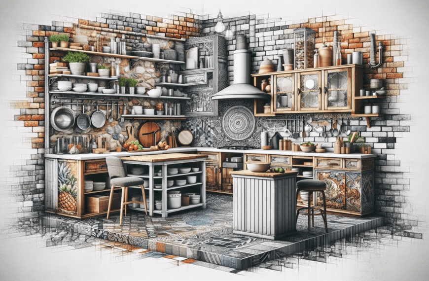 Fusión de Texturas: Innovación en la Cocina con Ladrillo, Cemento, Mármol y Madera