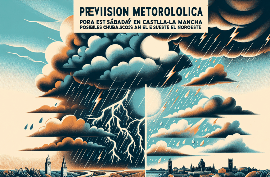Previsión meteorológica para este sábado en Castilla-La Mancha: posibles chubascos y tormentas en el sureste y noroeste